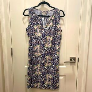 Ellie Kai Beautiful Navy Pink Mint Green Print Dress szL